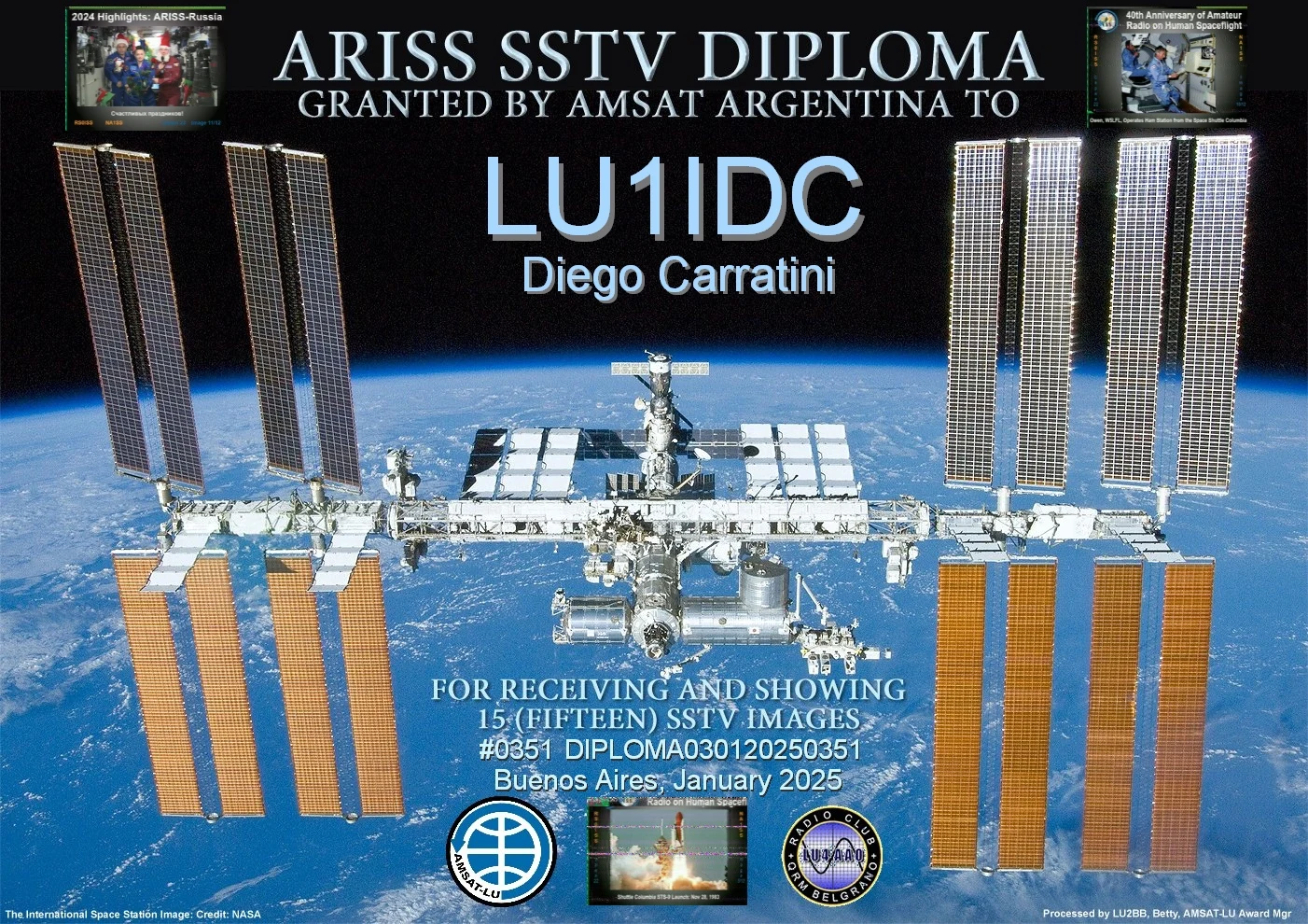 ARISS SSTV DIPLOMA AMASAT ARGENTINA